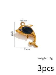 3Pcs 304 Stainless Steel 18K Gold Plated Colorful Rhinestone Marine Life Pendants DIY Handmade Jewelry Accessories/Waterproof And Fade-Resistant - Basket - View 8