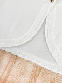 New Arrival Fall Women's White Cropped Knit Cardigan, Casual Boho Style With Elegant Wavy Hem Design - White - View 5