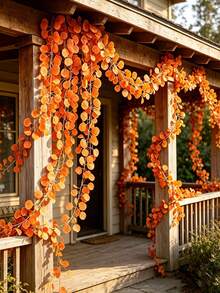 12/6/1pc Artificial Autumn Eucalyptus Leaf Vine, Suitable For Home Decor, Bedroom Living Room Decor, Table Centerpiece Decor, Wall Decor, Yard Garden Door Decor, Fireplace Decor, Party Decor, Autumn Decor - Multicolor - View 5