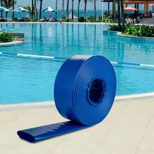 VEVOR Manguera de Descarga de 76 mm x 32 m Manguera Plana de Tela de PVC Manguera de Drenaje Resistente con Abrazaderas Resistente a la Intemperie para Piscina y Transferencia de Agua, Azul - 3"x100" - Ver 9