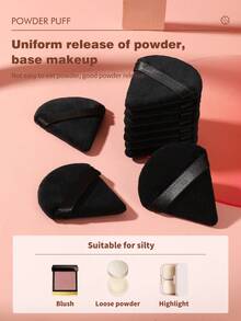 7Pcs/6pcs 2 Colors Black Purple Beauty Sponge & Triangle Velvet Powder Puff Set Dry Wet Dual Use Makeup Blending Sponge For Foundation Concealer Loose Powder Cosmetic Tools - Black - View 7