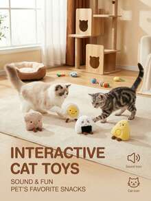 Juguete de peluche de gato de la serie de desayuno lindo con sonido de ladrido BB incorporado, juego interactivo con gatos - Multicolor - Ver 5