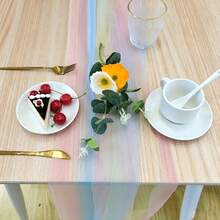 1 Roll Rainbow Gradient Tulle Fabric - 1/2/3 Meters, Soft Gradient Design, Suitable For Birthday Party Backdrop, Table Decor, Gift Wrapping And DIY Crafts, Machine Washable, Soft Texture. - Rainbow - View 4