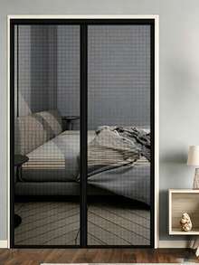 1pc Magnetic Screen Door, Self-Adhesive Mesh Curtain, No Drilling Required, Insect-Proof, Ventilated, Wind-Blocking, Privacy Partition Curtain, Suitable For Front Door, Sliding Door, Patio, Balcony, Kitchen, Bedroom, Pet-Friendly, Home Entrance Cover, Easy Installation - Black - View 3