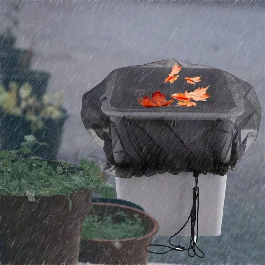 4pcs/Set Bucket Mosquito Net Cover, Garden Outdoor Rain Barrel Mesh Cover, Sieve Protective Cover, Filter Protective Net, Water Tank Sieve Protective Cover, Suitable For Summer Outdoor Yard Bucket Anti-Leaf, Anti-Mosquito, Anti-Dust - Black - View 1