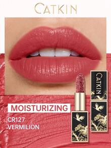 Catkin Rouge Carved Lipstick, Waterproof Long-Lasting Satin Moisturizing Smooth Lip Color CR127 Vermilion - CR127 - View 1