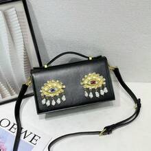 Nuevo bolso bandolera vintage con diseño creativo de ojo de perlas & strass, bolso de lujo Boston de moda para mujer, bolso de mano único - Multicolor - Ver 19