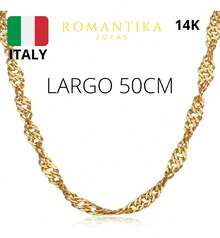 Singapore Mini Twist Chain Necklace 50cm 2mm Italian Gold 14K Karat, Gold Color, Romantika Jewelry, Fine Jewelry, Genuine Tested And High Quality 14K Gold Italy, Gift For Men And Women - 多拉多 - 查看 6