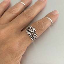 Vintage handgefertigter mehrschichtiger Blattring, vielseitig für Lässig- und Formelle Anlässe, exquisites Geschenk für Frauen - Silber - Übersicht 1