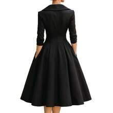 Vestido formal elegante para mujeres europeas y americanas, con cintura entallada, adelgazante y elegante, de manga larga. - Burdeos - Ver 5