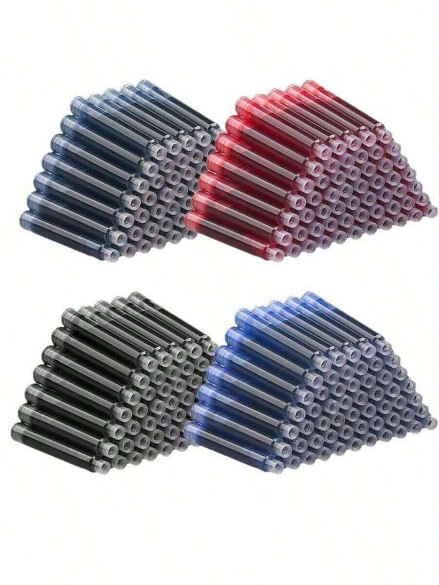 Fountain Pen Ink Cartridges, Fountain Pen Ink Refills Compatible With 2.6mm And 3.4mm Nib Diameters, Black Red Blue Ink, Replacement Ink Cartridge Set, Back To School - A - View 1