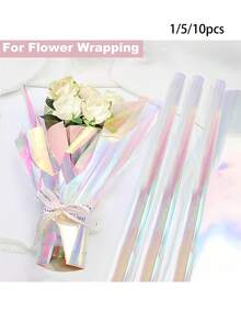 Holographic Rainbow Wrapping Paper, Cellophane, Colorful Wrapping Paper, Holographic Gift Wrapping Paper, Suitable For Handmade Decoration, Bouquets And Gifts - Multicolor - View 1