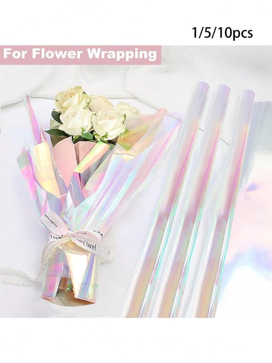 Holographic Rainbow Wrapping Paper, Cellophane, Colorful Wrapping Paper, Holographic Gift Wrapping Paper, Suitable For Handmade Decoration, Bouquets And Gifts - Multicolor - View 1