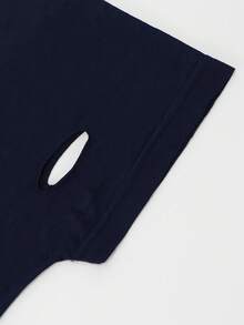 1pc Women's Solid Color Elastic Beanie Hat With Ear Holes, Convenient For Head Wrapping - Black - Ear Piercing - View 9