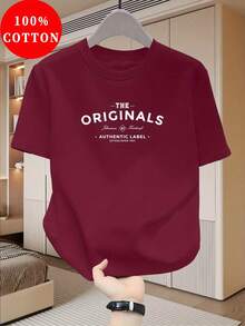 Men's 100% Cotton T-Shirt, Cotton Material - Breathable And Sweat-Absorbent, Casual Round Neck, With Letter Print, Men's Summer Urban Clothing Top. - 灰色 - 查看 9