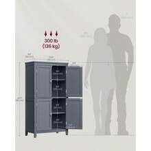 Bathroom Cabinet, Bathroom Cupboard, Kitchen Cabinet, With 4 Doors, Adjustable Shelves, 30 X 60 X 110 Cm, White MBBC552P31 - 米色 - 查看 3