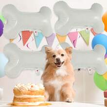 4 pièces de ballons en feuille d'aluminium en forme d'os, ballons gonflables en feuille mate scellée et épaissie, design minimaliste frais de couleur gris clair unie restaurant la forme classique de l'os, peuvent être combinés et suspendus pour la décoration, ballons décoratifs à thème créatif, convient pour les rassemblements à thème animal de compagnie, les fêtes liées aux animaux de compagnie, la décoration d'ambiance de banquet à thème amusant. - A - Voir 7