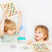1 Set Wooden Hole Lacing Board With Question Cards, Parent-Child Interactive Colorful Line Matching Toy For Toddler Concentration Training - Multicolor - View 3