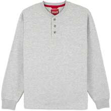 Coleman Men's Long Sleeve Henley Fleece Sweatshirt - 3-Button Placket - Comfortable Cotton Blend For All Seasons Variant 4 - Light Grey Heather - View 1