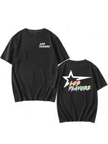 Stilvolles Unisex Sommer Kurzarm Grafik T-Shirt für Männer und Frauen, lässiges Baumwoll-T-Shirt, perfekt für heißes Wetter, Outdoor-Aktivitäten und tägliches Tragen - Schwarz - Übersicht 1