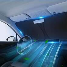 One Windshield Sun Visor To Block UV Rays And Keep The Car Interior Cool. This Universal, Thickened Sun Visor Is Suitable For Most Car Models And Provides Effective Heat Insulation And Shading, Quickly Creating A Cool Driving Environment. - A - View 2