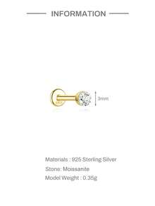 1件莫桑鑽耳釘 中性款 0.03-0.3CT S925純銀 低過敏耳環 婚禮珠寶 D色 VVS1淨度 - 金色 - 查看 10