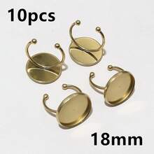 10pcs Stainless Steel Gold Color Adjustable Ring Settings Fit 6-25mm Glass Cabochon Blank Base Tray DIY Jewelry Making Accessories - Ring Blank Base - View 26
