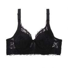 Plus Size Bra, Fine Cotton, Lace, Underwire, Push-Up, Adjustable, Side Support, Women's - Purple - View 8