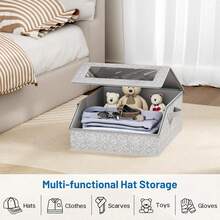 Sturdy Baseball Cap Storage Box, Holds 24 Hats, Transparent Hat Organizer, Suitable For Closet And Bedroom, Large Hat Box With Cardboard Lining - Multicolor - View 1