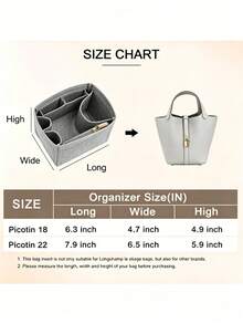 Felt Purse Organizer Inserts For Picotin 22 18Inserts HandBag Inner Bag Organizer High Quality Large Capacity Inner Bag - Light Grey - View 5
