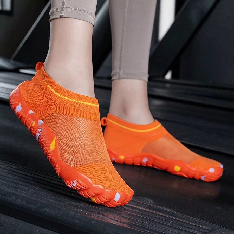 Zapatillas de playa para mujer, elásticas, secado rápido, tela transpirable, suela EVA blanda, ideales para yoga, natación, actividades acuáticas y todas las estaciones. - Rojo anaranjado - Ver 1