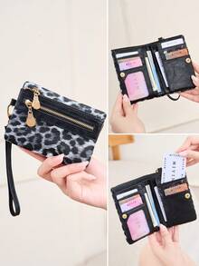 FOREVER MIYIN Billeteras pequeñas con correa de muñeca con estampado de leopardo minimalista para mujeres, billetera con múltiples ranuras para tarjetas, billetera de muñeca plegable, uso diario, útiles escolares, monedero - Multicolor - Ver 8