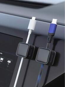 10/5pcs Rotatable Magnetic Cable Organizer, Anti-Slip Cable Holder, Desktop Charging Cable Clip, Practical Home Cable Management Tool, Multi-Function Hook, Desktop Storage, Home Office Decor, Fashionable Storage, Compact Design, Anti-Slip Handle, Desktop - White - View 5