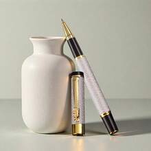 Classic Silver Metal Rollerball Pen With Dragon-Head Detail (0.5mm Fine Tip, Smooth Writing) / Suitable For Business Signatures / Refillable / Unisex Gift / Suitable For Students And Office Use., Back To School - Pen - View 7