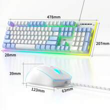 True RGB Full Size Keyboard And Mouse Combo, Silent Typing, 2-In-1 Combination, Mechanical Feel USB Membrane Keyboard, Suitable For Office And Gaming, Home Gift, PC And Laptop (Black & White) - View 12
