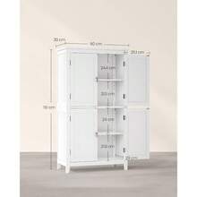 Bathroom Cabinet, Bathroom Cupboard, Kitchen Cabinet, With 4 Doors, Adjustable Shelves, 30 X 60 X 110 Cm, White MBBC552P31 - 卡其色 - 查看 3