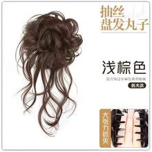 龍のひげ風丸型ヘアピース、自然なボリューム感のある人工毛、ローポニーテール、引き紐付きアップヘア、花のつぼみ型ヘアピース、高めの頭頂部ヘアピース - 平頭から丸頭へ [茶黒] クロークリップ - チェックする 7