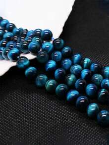 1 Strand Natural Blue Tiger Beads Bohemian Style Round Loose Accessories Beads Strand 6 8 10mm For Girls Jewelry Making Bracelet Necklace - Blue - View 1