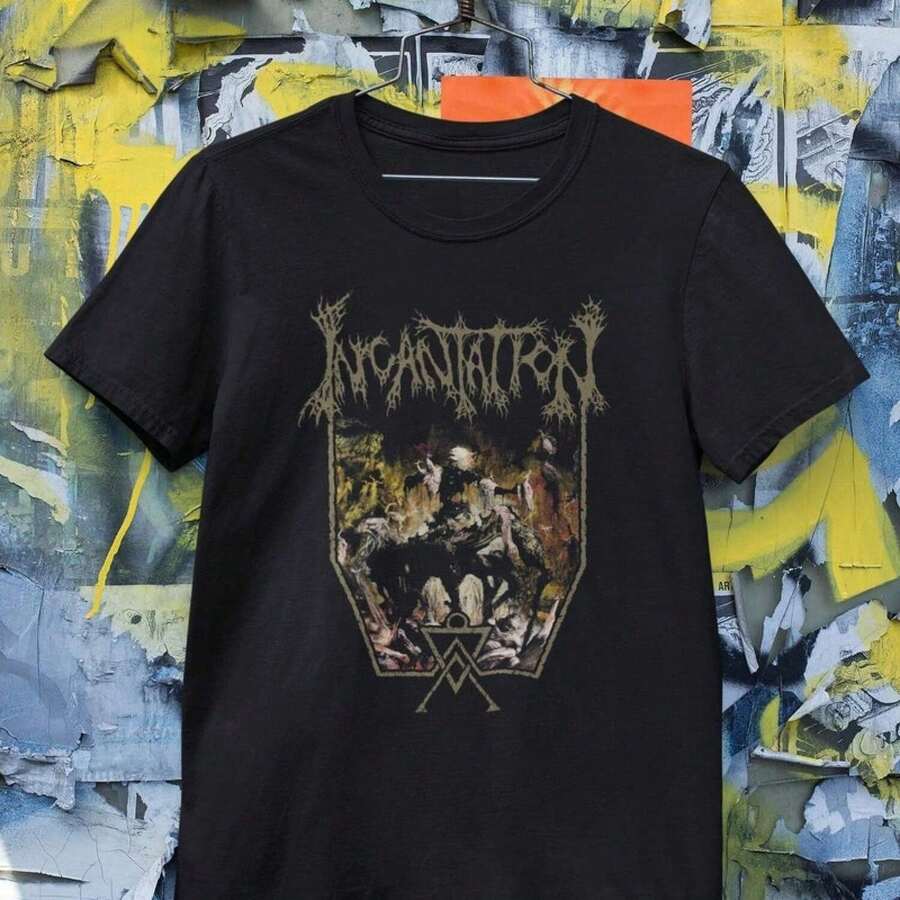 Incantation T-Shirt, Incantation Hoodie, Incantation Long Sleeve T-Shirt, Incantation Vintage, Women's T-Shirts, Women's Holiday Sets, Holiday Shirts - 黑色 - 查看 1