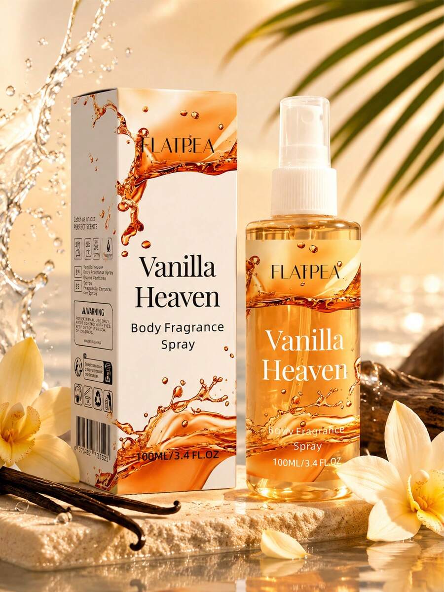 FLATPEA Vanilla Paradise 女用身體香氛噴霧,溫暖奶油濃郁奶香甜味,細霧滋潤持久身體香氛噴霧,便攜日常女用沐浴約會旅行香氛,100ML/3.4FL.OZ - 香草 - 查看 1