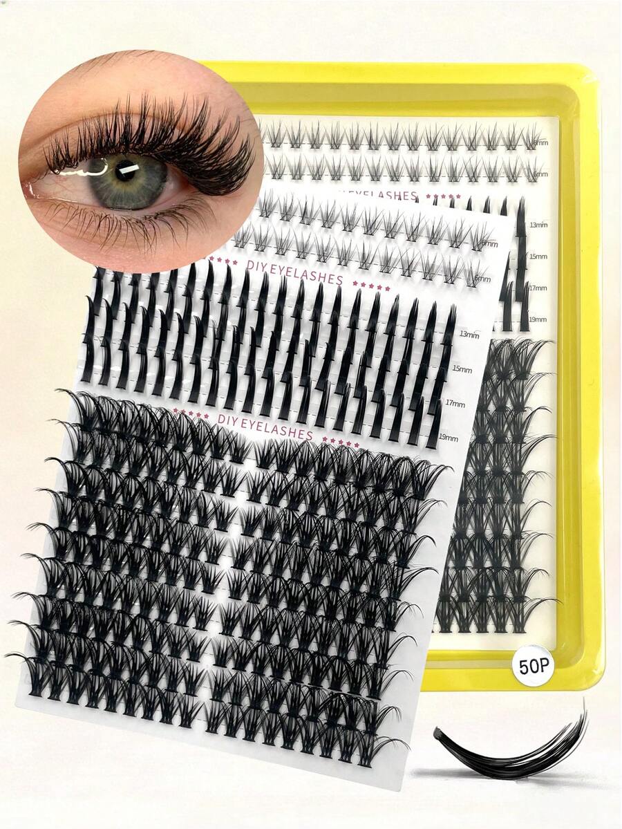 ENCHUW CC Curling Volume Lash Clusters DIY Eyelash Extension Individual Lashes Cluster DIY Eyelash Extensions At Home Soft Wispy Clusters False Eyelash Mixed Packaging - CC - 查看 1