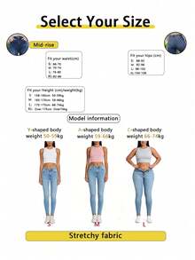 Women's Casual High Waist Skinny Flare Jeans With Pockets, Versatile Spring - 深色水洗藍 - 查看 5