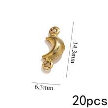 20Pcs Double Hole Link Connectors, 18K Gold Plated Stainless Steel Tarnish Resistant Heart Star Shell Moon Shape Charms For DIY Jewelry Making - Double Hanging Connector - View 14