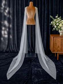 1 Pair Handmade Beaded Shoulder Shawl Bridal Wedding Accessory Suitable For Wedding Party - Milky - View 10