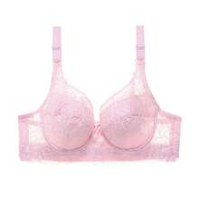 Sujetador talla grande algodón fino encaje aros push-up regulable soporte lateral mujer - Negro - Ver 10
