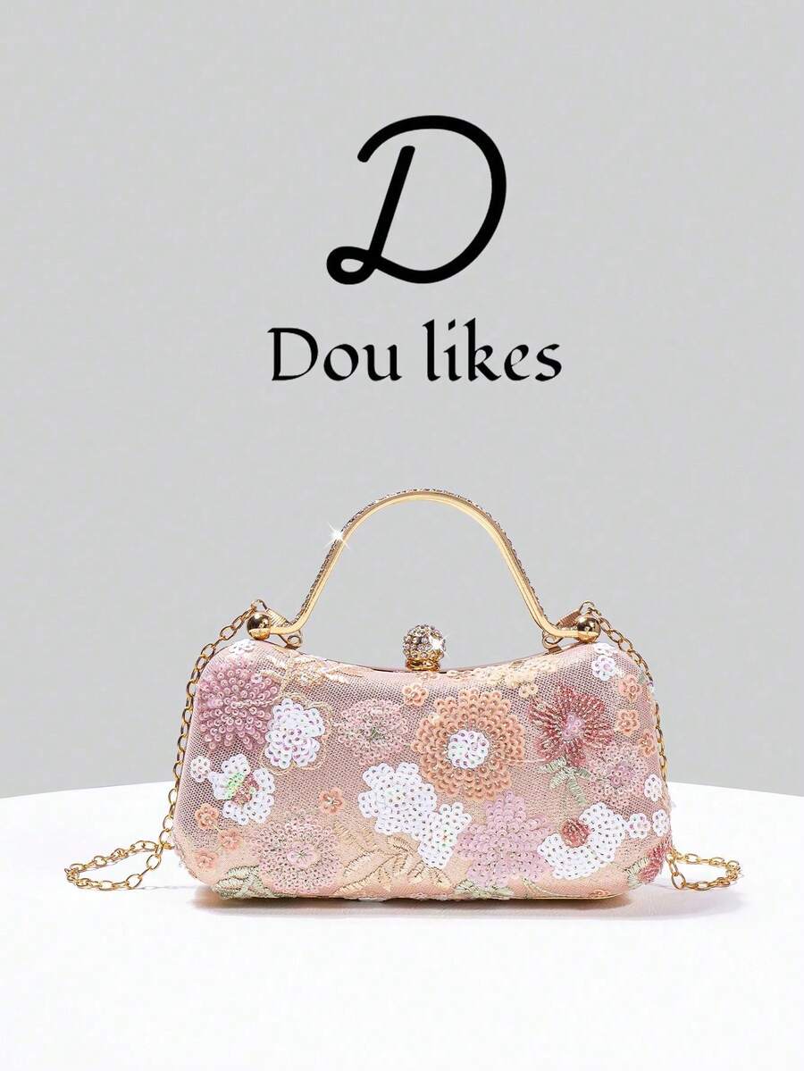 Women's Handbag With Sparkling Crystal Embellishments And Gemstone Hardware, Suitable For Weddings, Parties, Galas, Valentine's Day Gifts, And Birthday Presents. - 軍綠色 - 查看 1