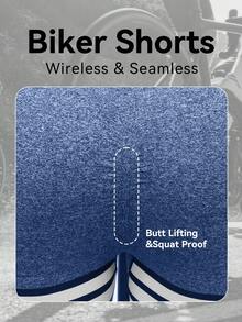 Plus Size Seamless Cycling Shorts For Women, Striped Contrast High Waist Tummy Control Butt Lifting, High Stretch Gym Yoga Biker Shorts, Summer Sports - Multicolor - View 8