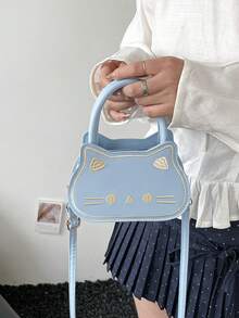 Cute Cat Shoulder Bag, Small Exquisite Fashion Versatile Bag, High-End Crossbody Bag For Girls - Blue - View 8