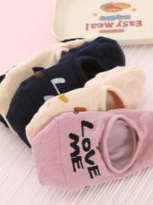 5 pares de calcetines invisibles tipo barco con letras LOVE ME - Multicolor - Ver 2