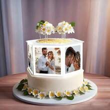 1pc Transparent Acrylic Hexagon Cake Separator DIY Photo Frame Cake Layer Display Stand For Wedding Anniversary Bridal Shower Party Decoration - View 5
